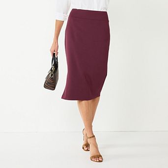 Petite Nine West Ponte Midi Pencil Skirt