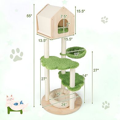 5-Story Cat Tree Villa - Spacious Multi-Level Cat Condo with Plush Perches, Scratching Posts