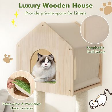 5-Story Cat Tree Villa - Spacious Multi-Level Cat Condo with Plush Perches, Scratching Posts