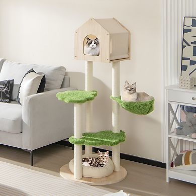 5-Story Cat Tree Villa - Spacious Multi-Level Cat Condo with Plush Perches, Scratching Posts