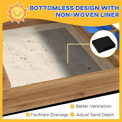 Wooden Sandbox, For 3-7 Years Old Kids - Playset with House Design