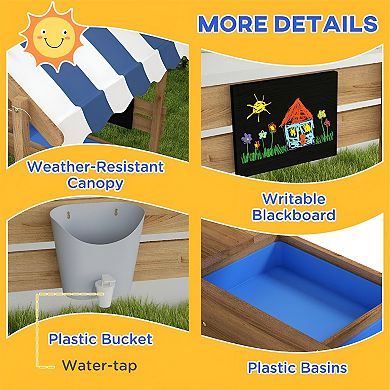 Wooden Sandbox, For 3-7 Years Old Kids - Playset with House Design