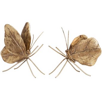 Whimsical Resin Butterfly Decorations - Set of 2, Heights 4" and 4.5"