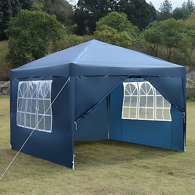 3 x 3m Two store Doors & Two Windows Practical Waterproof Right-Angle Folding Tent Blue