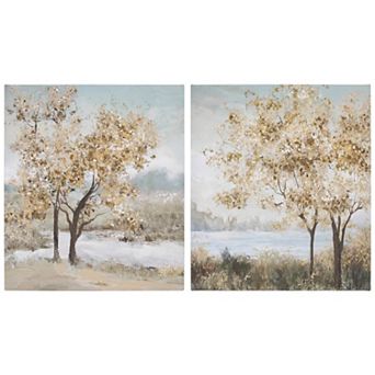 Tree Print Set of 2 - 24" Square MDF and Fabric