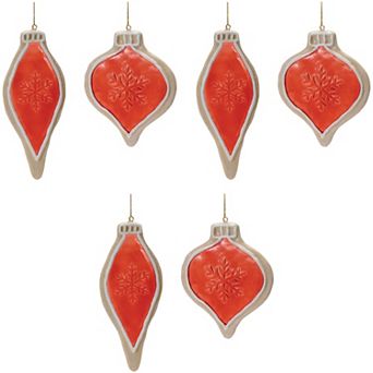 Set of 6 Resin Ornaments, 6" and 8" High for Festive Holiday Decorations