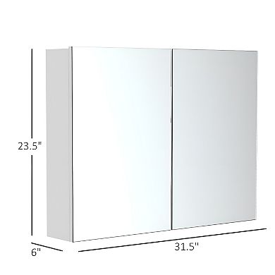 Wall Mounted Bathroom Mirror and Storage Cabinet-White