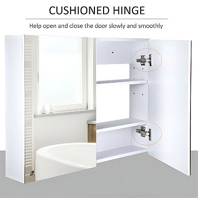 Wall Mounted Bathroom Mirror and Storage Cabinet-White
