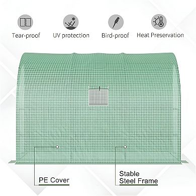 Spacious Walk-In Greenhouse with Heavy-Duty Frame and Clear PVC Cover