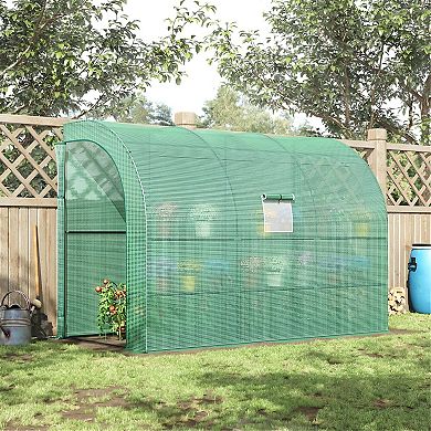 Spacious Walk-In Greenhouse with Heavy-Duty Frame and Clear PVC Cover