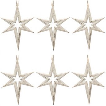 Versatile Set of 6 Ornaments for Holiday Decor Eucalyptus Wood North Star Ornaments