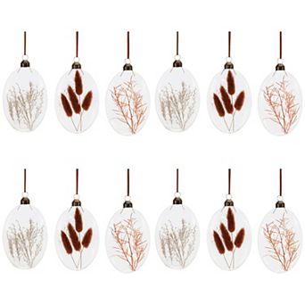 Seasonal Glass Ornament Set - 12 Pieces, 5.5" Height, Holiday Decoration