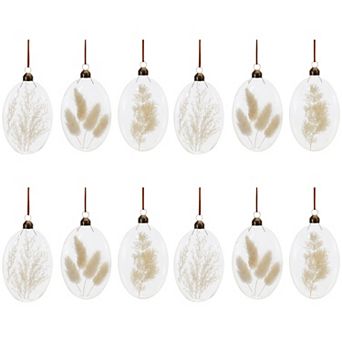 Seasonal Glass Ornament Set - 12 Pieces, 5.5" Height, Holiday Decoration