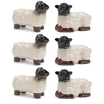 Set of 6 Resin Sheep Figurines: Includes 3 pc at 3" high and 25" high