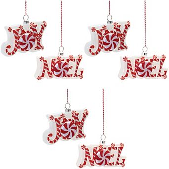 Peppermint Christmas Ornaments for Festive Holiday Decor Joy And Noel Ornament (Set of 6)