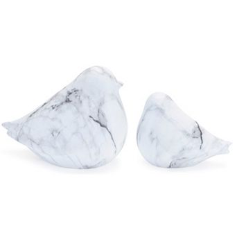 Stylish Home Accent Modern Marble Bird Sculptures Set of 2