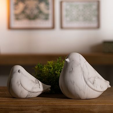 Stylish Home Accent Modern Marble Bird Sculptures Set of 2