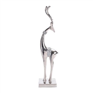 Set of 2 Aluminum Deer Figures, 18" High for Modern Home Decor Accents