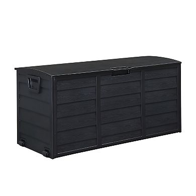 75gal 280l Outdoor Garden Plastic Storage Deck Box Chest Tools Cushions Toys Lockable Seat