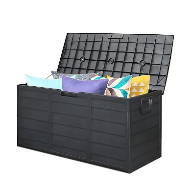75gal 280l Outdoor Garden Plastic Storage Deck Box Chest Tools Cushions Toys Lockable Seat