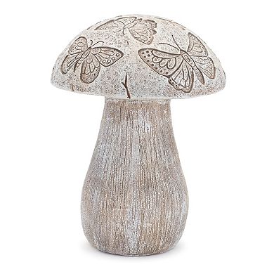 Set of 2 Etched Insect Mushroom Decor in Grey and Beige