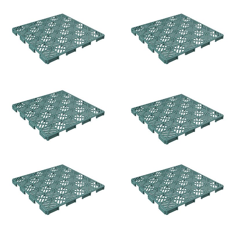 Pure Garden Set of 6 Patio and Deck Tiles, Green