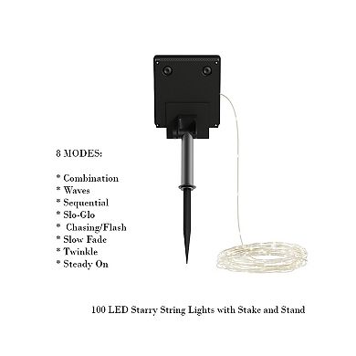 Pure Garden Solar Fairy Lights 2-Pack Outdoor String Lights with 8 Lighting Modes