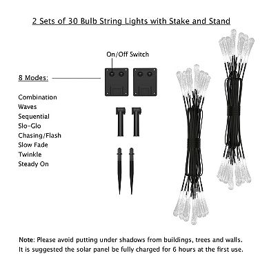 Pure Garden Outdoor Solar String Lights 2-Pack
