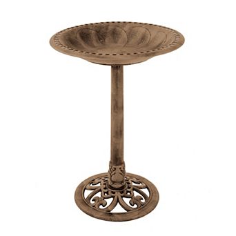 Pure Garden Weather Resistant Resin Birdbath with Vintage Scroll Design