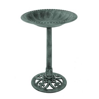 Pure Garden Weather Resistant Resin Birdbath with Vintage Scroll Design