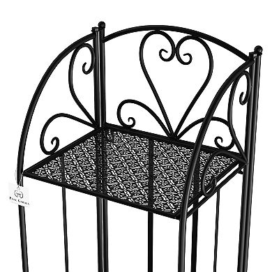 Pure Garden Plant Stand 3-Tier Vertical Shelf Indoor / Outdoor Folding Wrought Iron Home Garden Display