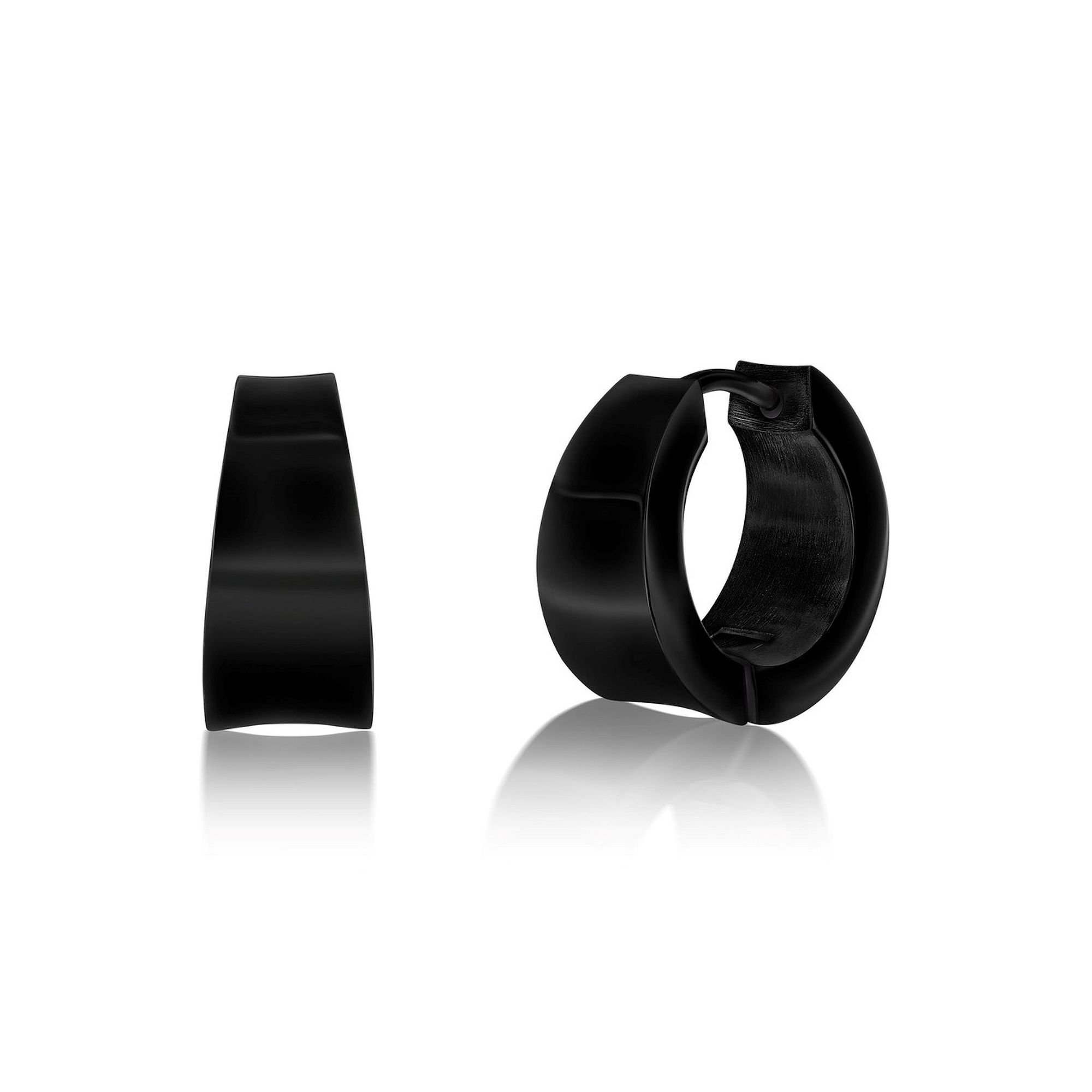 Metallo Plated Huggie Hoop Earrings, Mens, Black