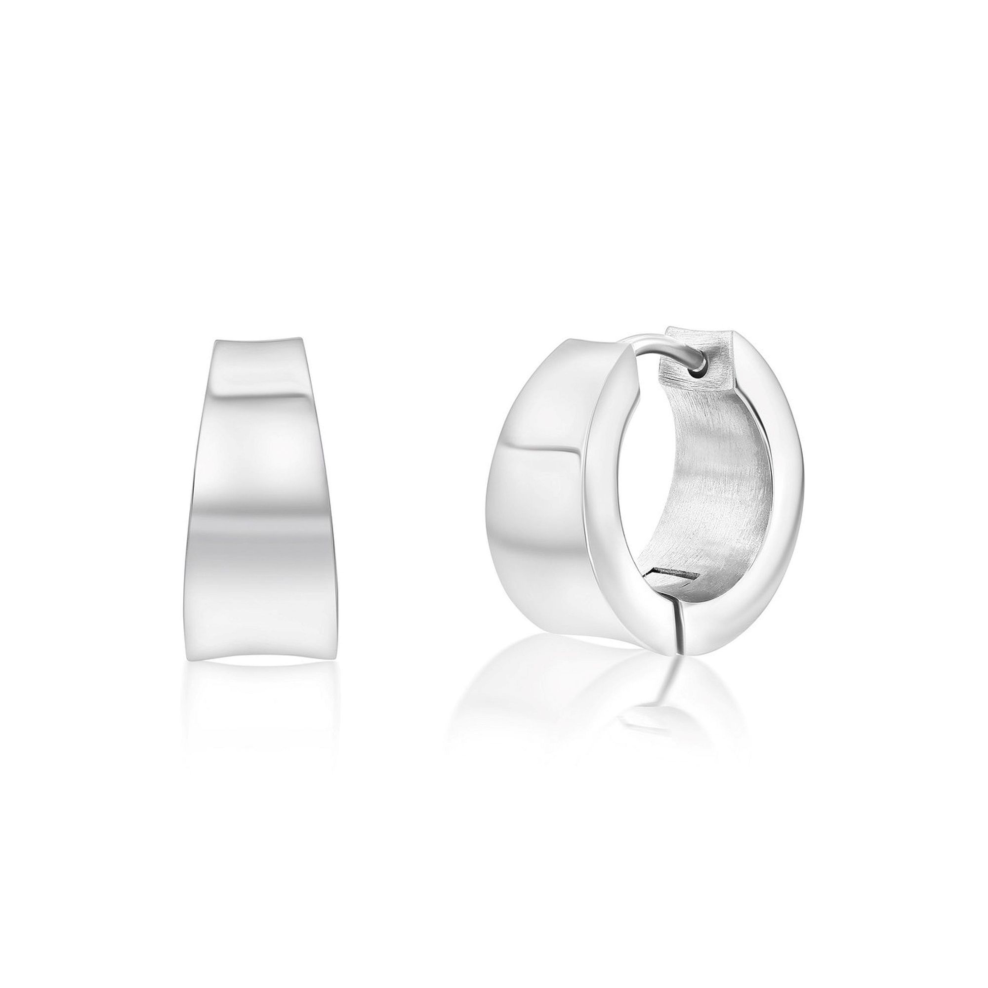 Metallo Plated Huggie Hoop Earrings, Mens, Stainless