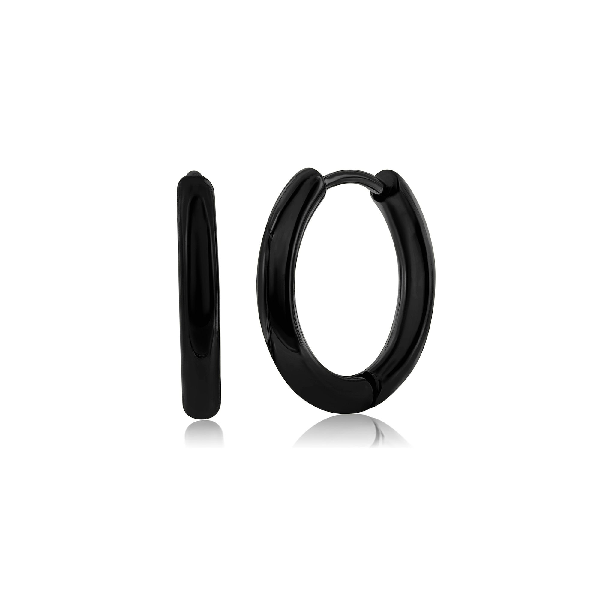 Metallo 11.5mm Polished Hoop Earrings, Mens, Black