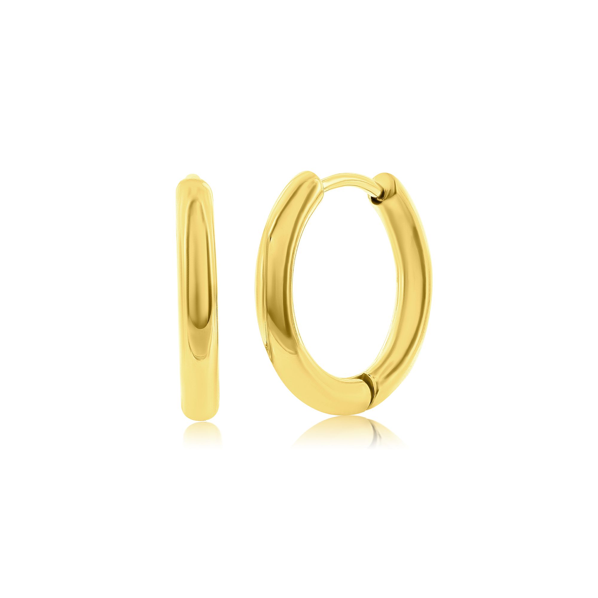 Metallo 11.5mm Polished Hoop Earrings, Mens, Gold Tone