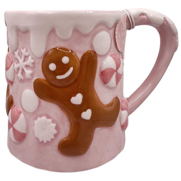 Peppermint and Pine Pink Gingerbread House & Gingerbread Man store Mugs