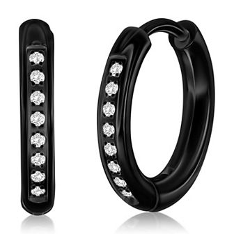 Metallo 15mm Cubic Zirconia Huggie Hoop Earrings