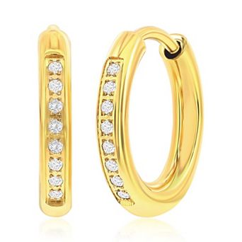 Metallo 15mm Cubic Zirconia Huggie Hoop Earrings