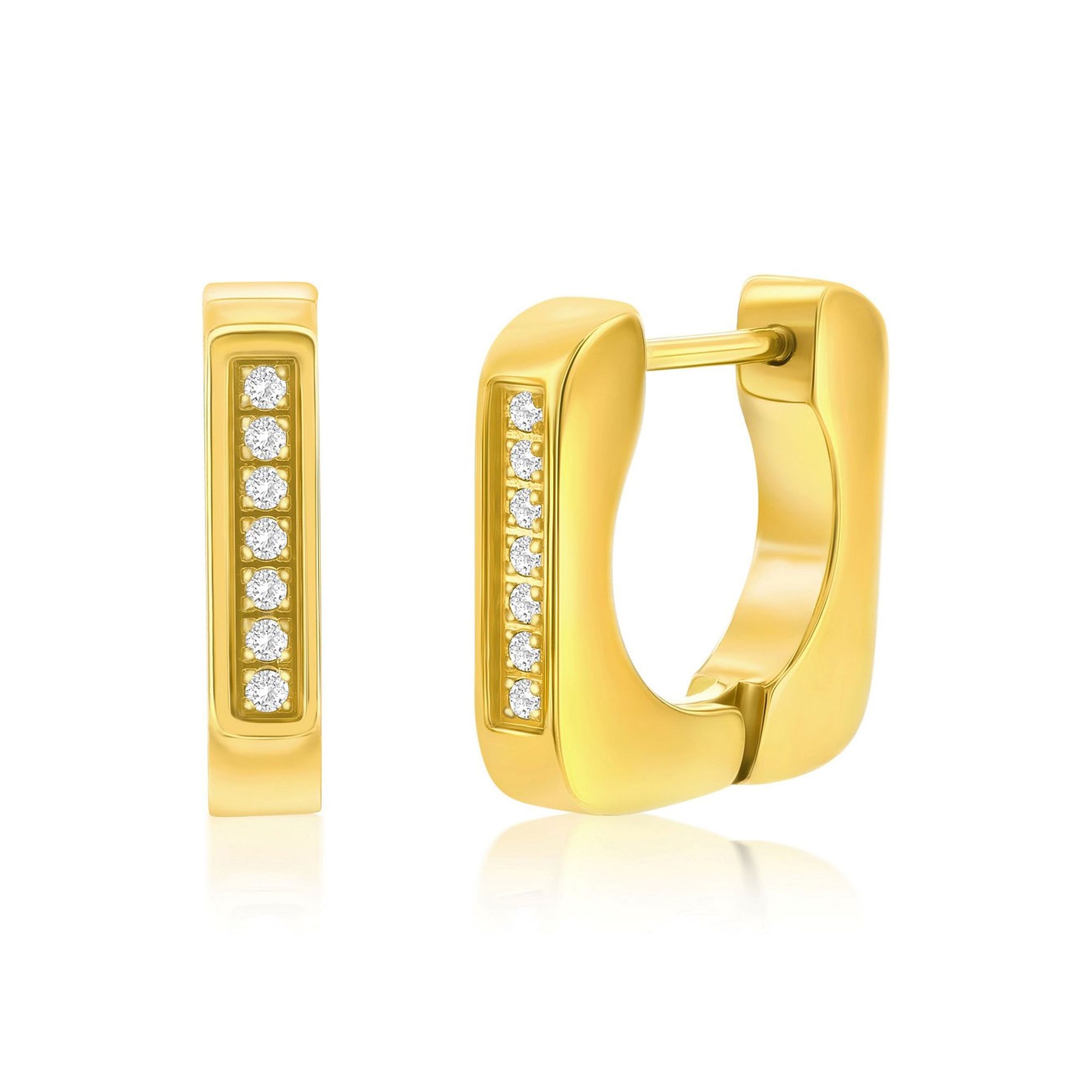 Metallo Huggie Hoop Earrings, Mens, Gold Tone