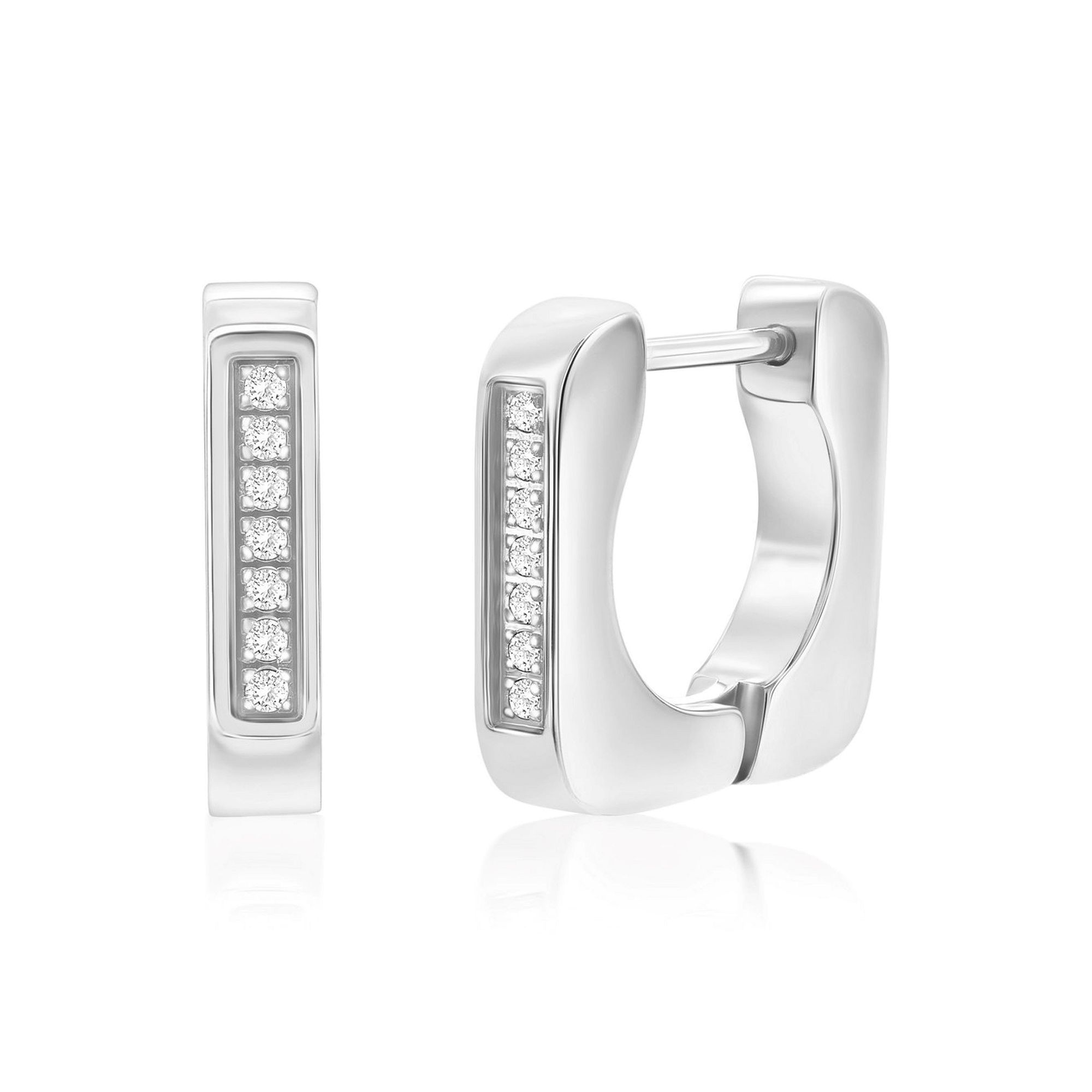 Metallo Huggie Hoop Earrings, Mens, Stainless