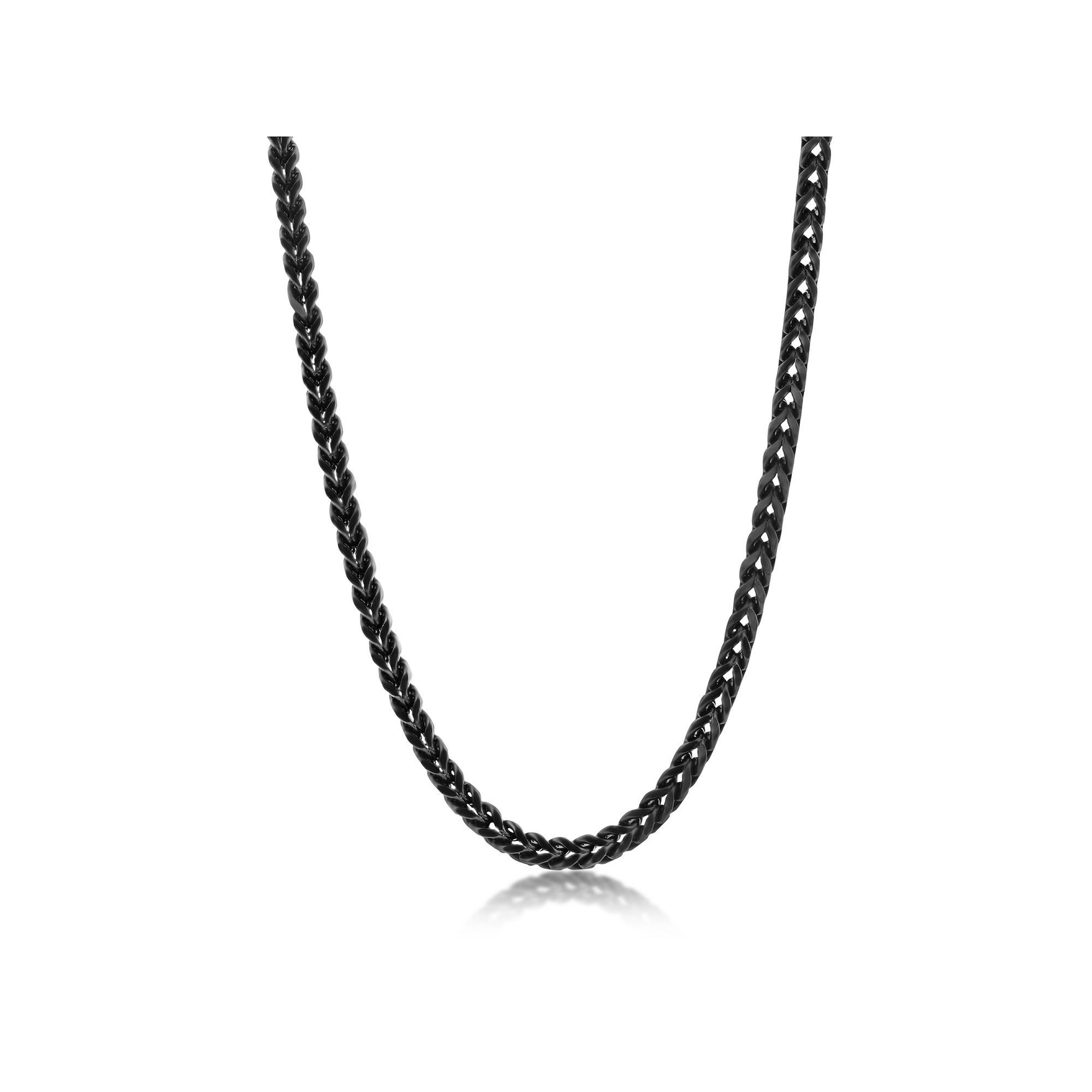 Metallo 4mm Franco Chain Necklace, Mens, Size: 24, Black