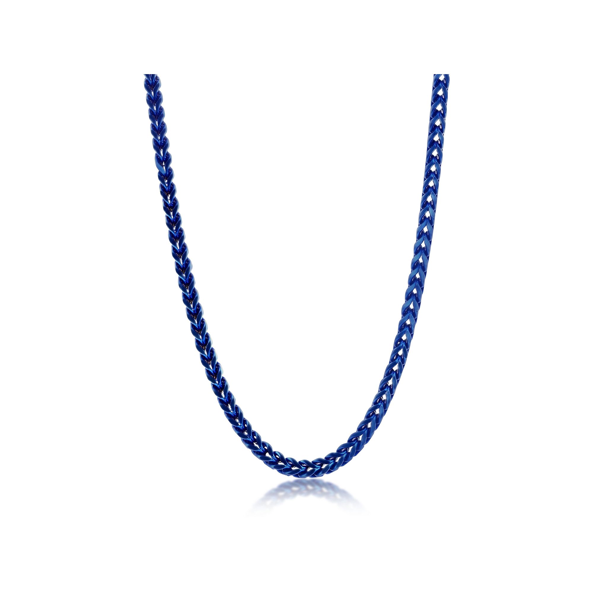 Metallo 4mm Franco Chain Necklace, Mens, Size: 24, Blue