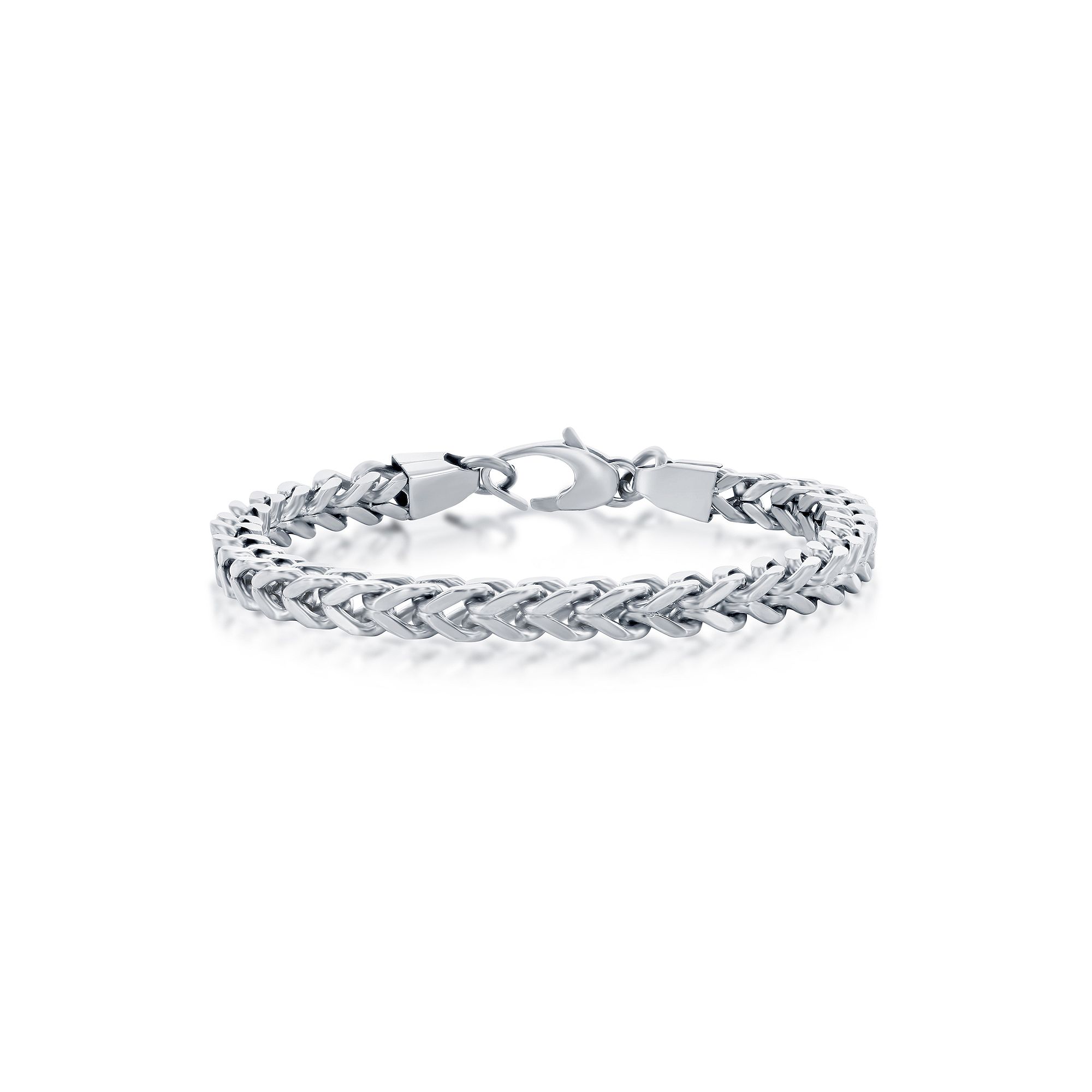 Metallo Steel 7mm Franco Chain Bracelet, Mens, Size: 9, Stainless