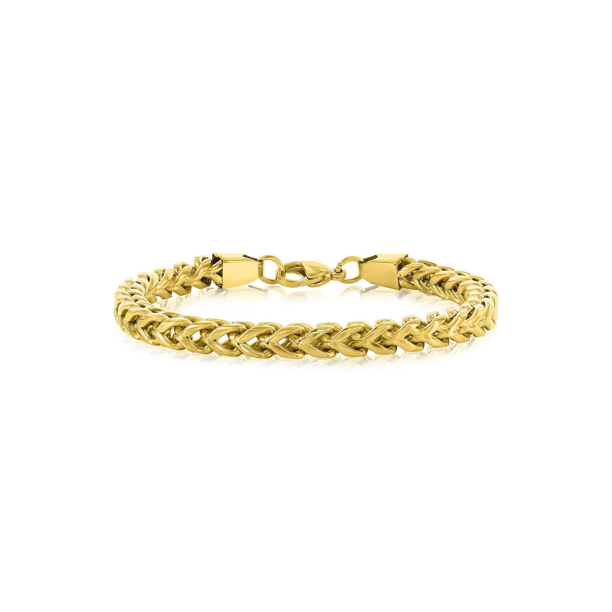 Metallo 6mm Franco Chain Bracelet, Mens, Size: 8.5, Gold Tone