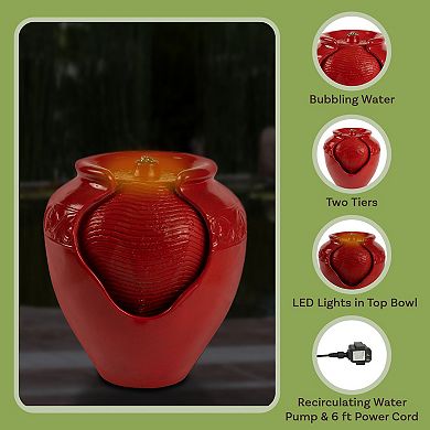 Pure Garden 17 in. Flower Pot Water Fountain