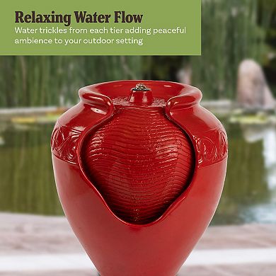 Pure Garden 17 in. Flower Pot Water Fountain