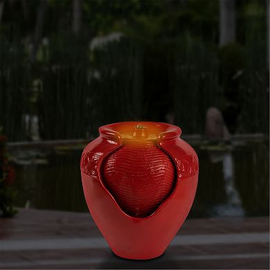 Pure Garden 17 in. Flower Pot Water Fountain