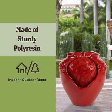 Pure Garden 17 in. Flower Pot Water Fountain