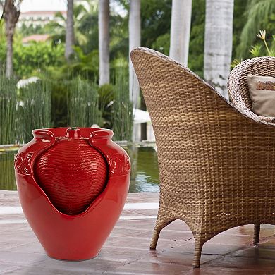 Pure Garden 17 in. Flower Pot Water Fountain