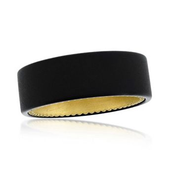 Metallo Matte Black & Gold-Tone Tungsten Ring